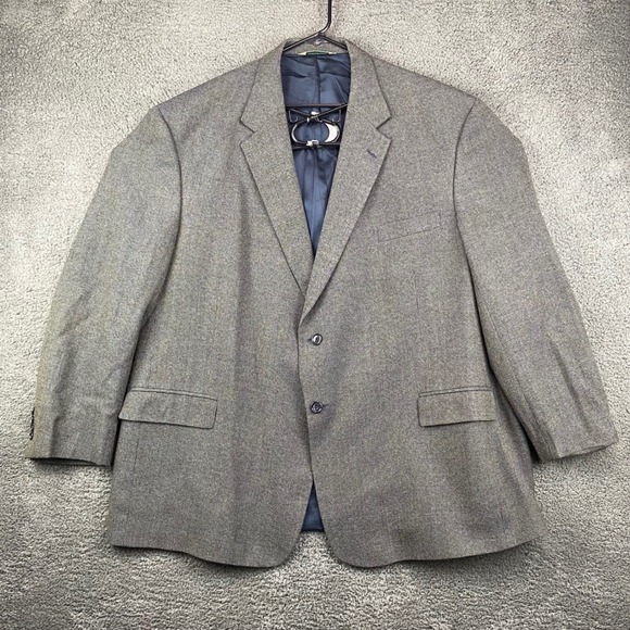 Turnbury For Stroops 100% Pure Wool Blazer Herringbone Gray Mens 56L Suit Jacket